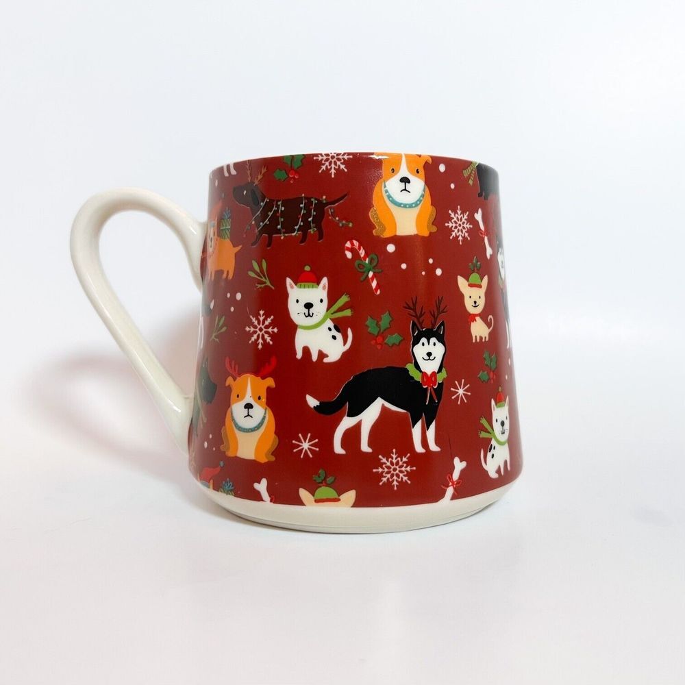 Pfaltzgraff Pink Light Studios Holiday Dogs in Sweaters Hats 16 oz.‎ Coffee Mug